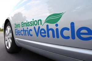Printed car sticker on electric vehicle