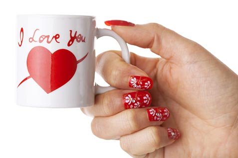 White cup with I love you printed on
