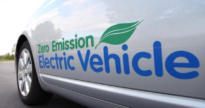 Printed car sticker on electric vehicle