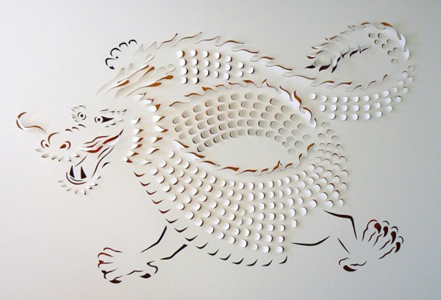 Louis Vuitton Dragon paper sculptures